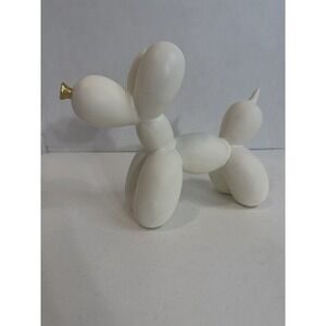 Ceramic Balloon Dog Statue Cute Felt Feet 7" Tall Home Decor White